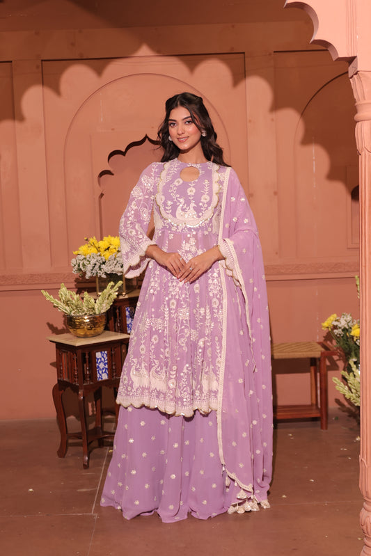 Lavender Grace Embroidered Anarkali Set