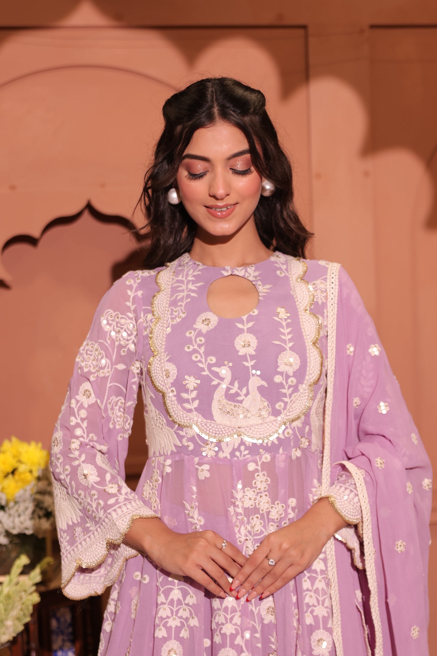 Lavender Grace Embroidered Anarkali Set