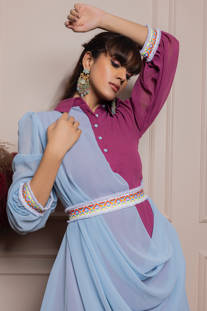 Cowl Drape Dress Purple
