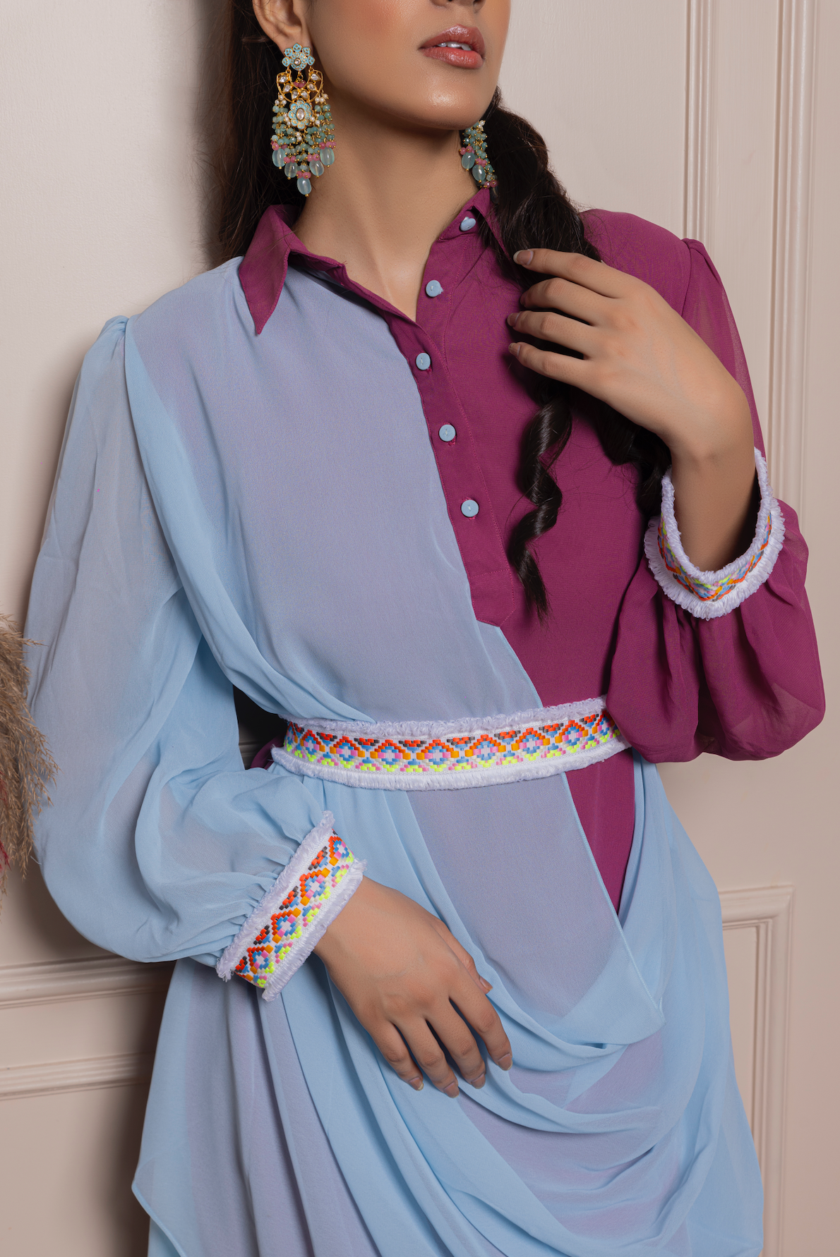 Cowl Drape Dress Purple