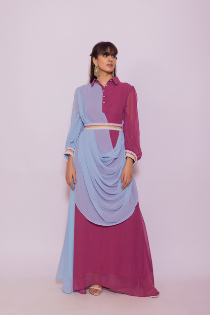 Cowl Drape Dress Purple
