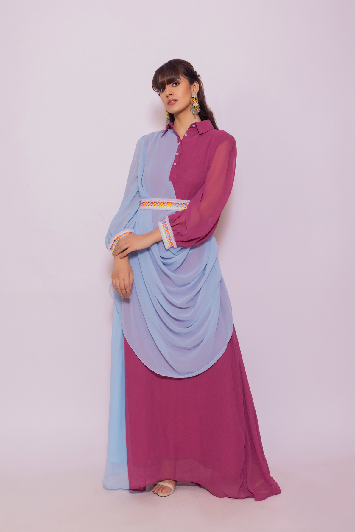 Cowl Drape Dress Purple
