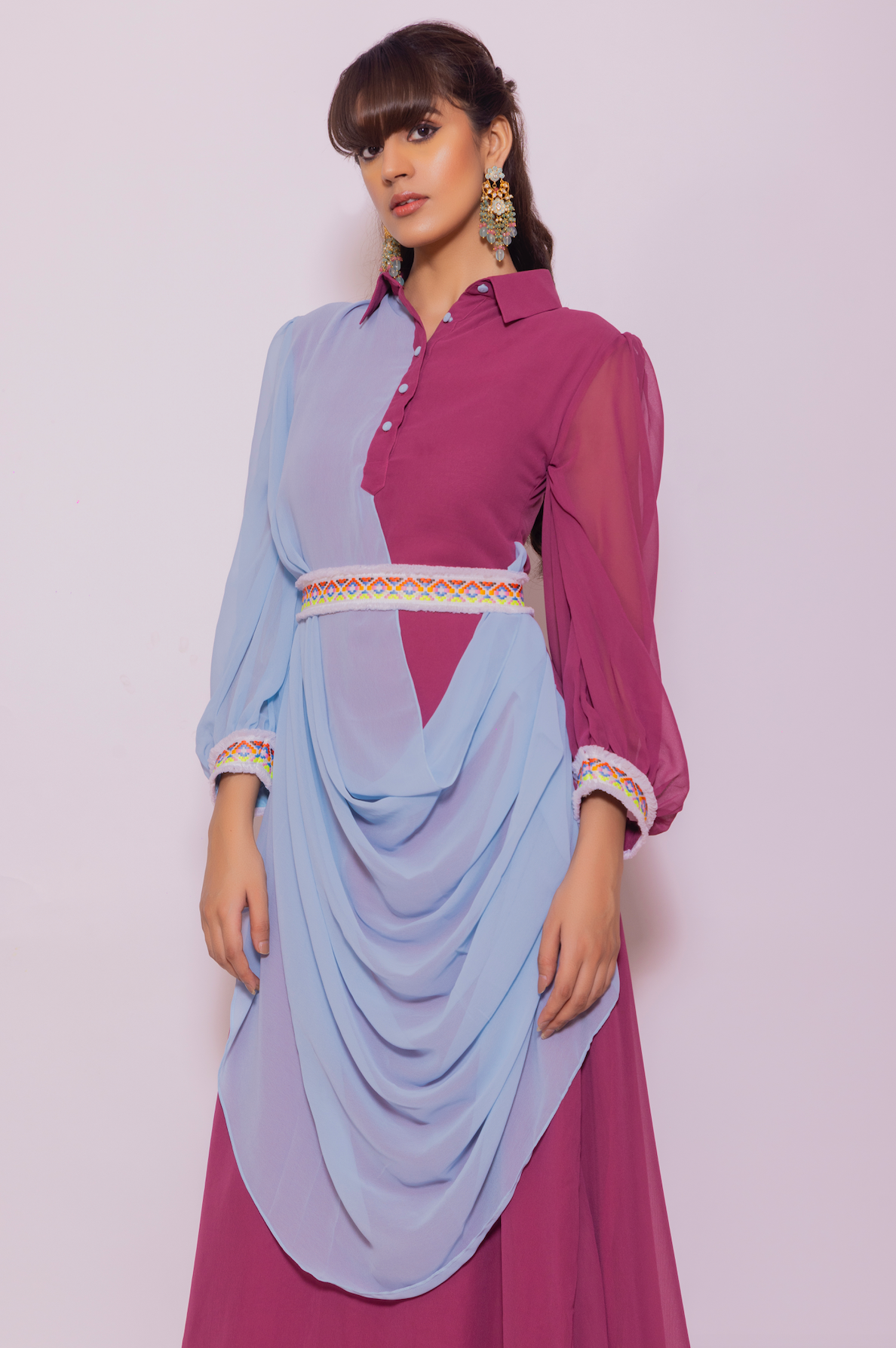Cowl Drape Dress Purple