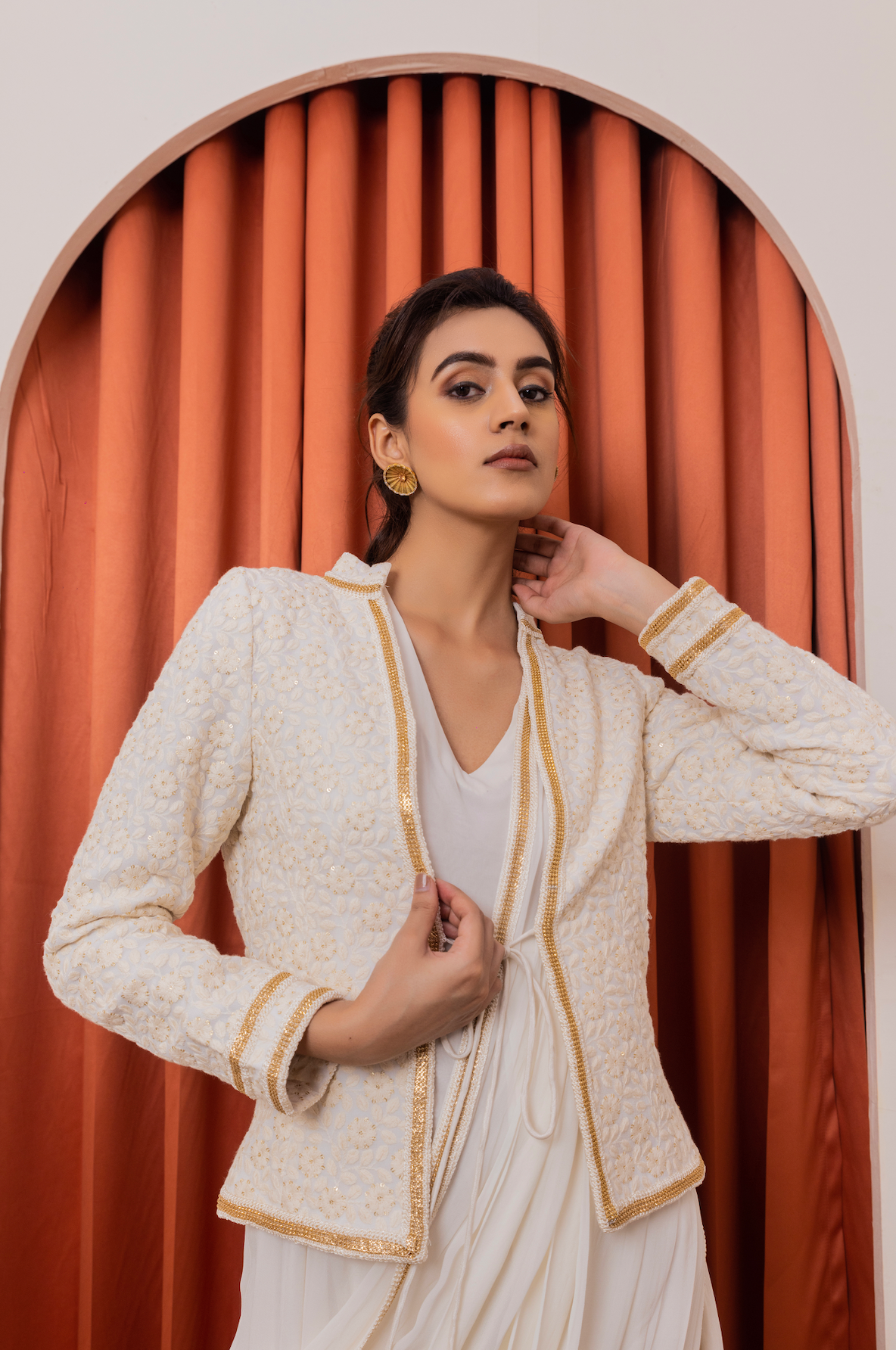 Drape Saree Gown with Embroidered Jacket