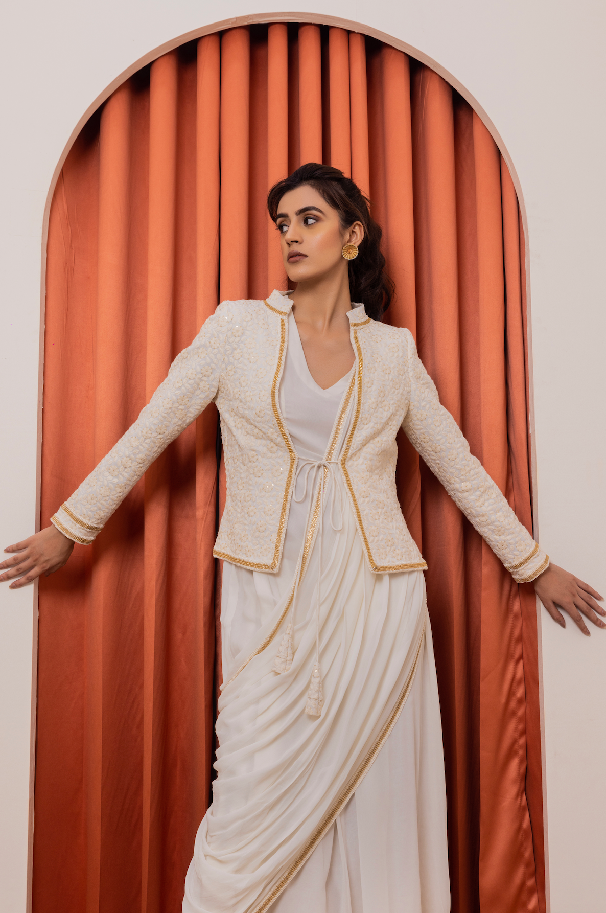 Drape Saree Gown with Embroidered Jacket