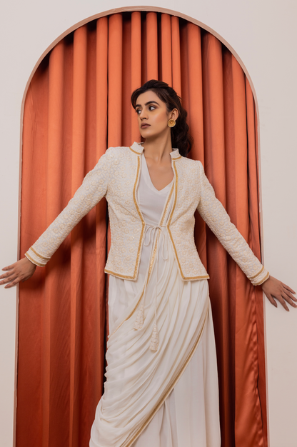 Drape Saree Gown with Embroidered Jacket