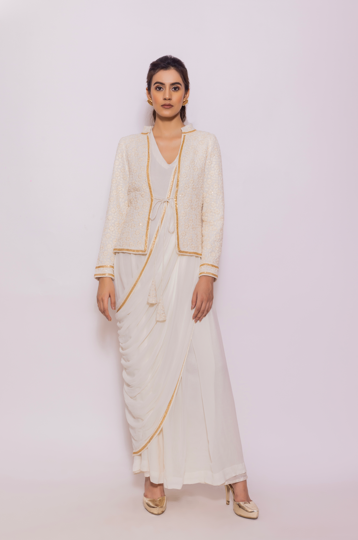 Drape Saree Gown with Embroidered Jacket