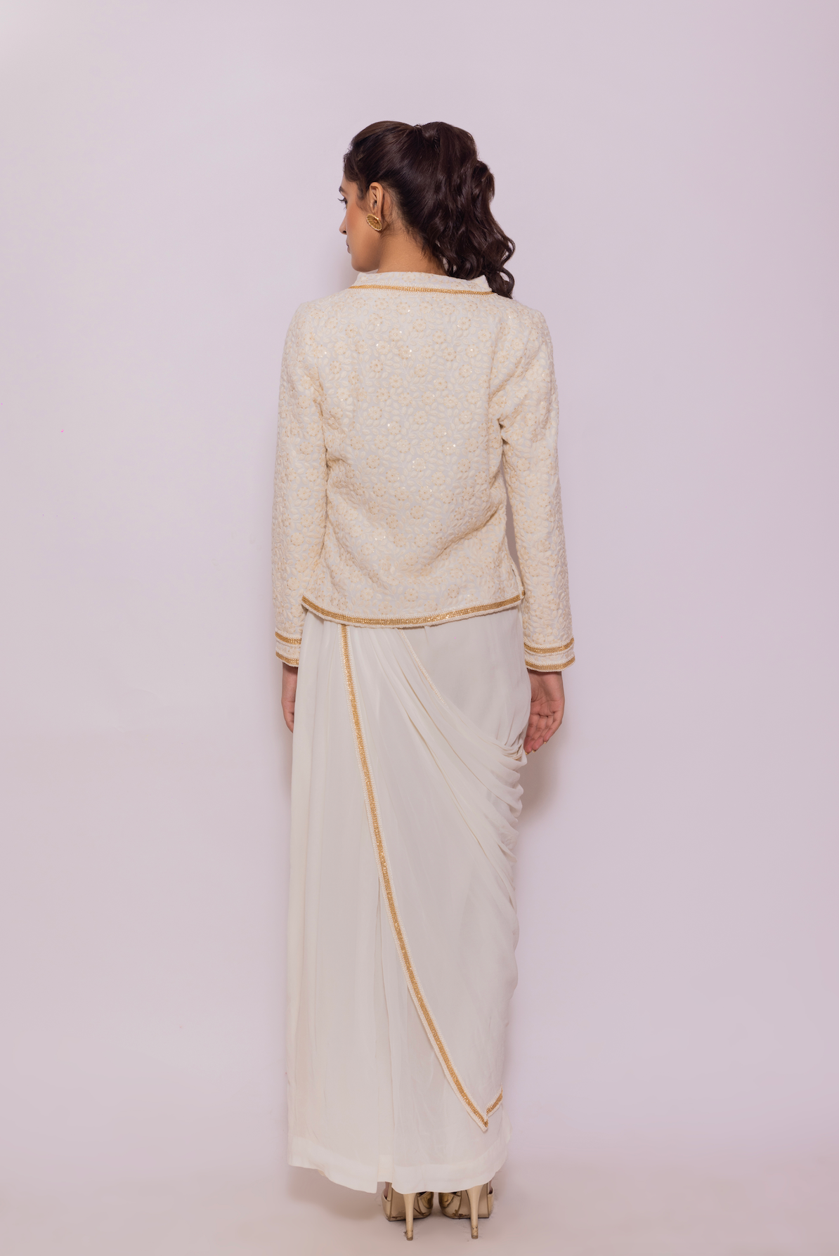 Drape Saree Gown with Embroidered Jacket
