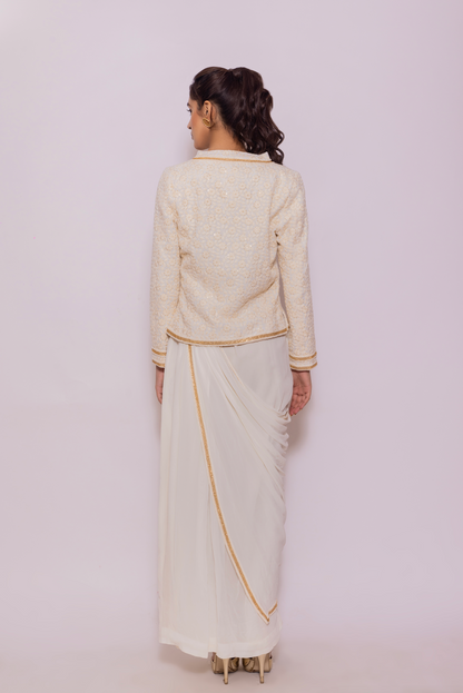 Drape Saree Gown with Embroidered Jacket