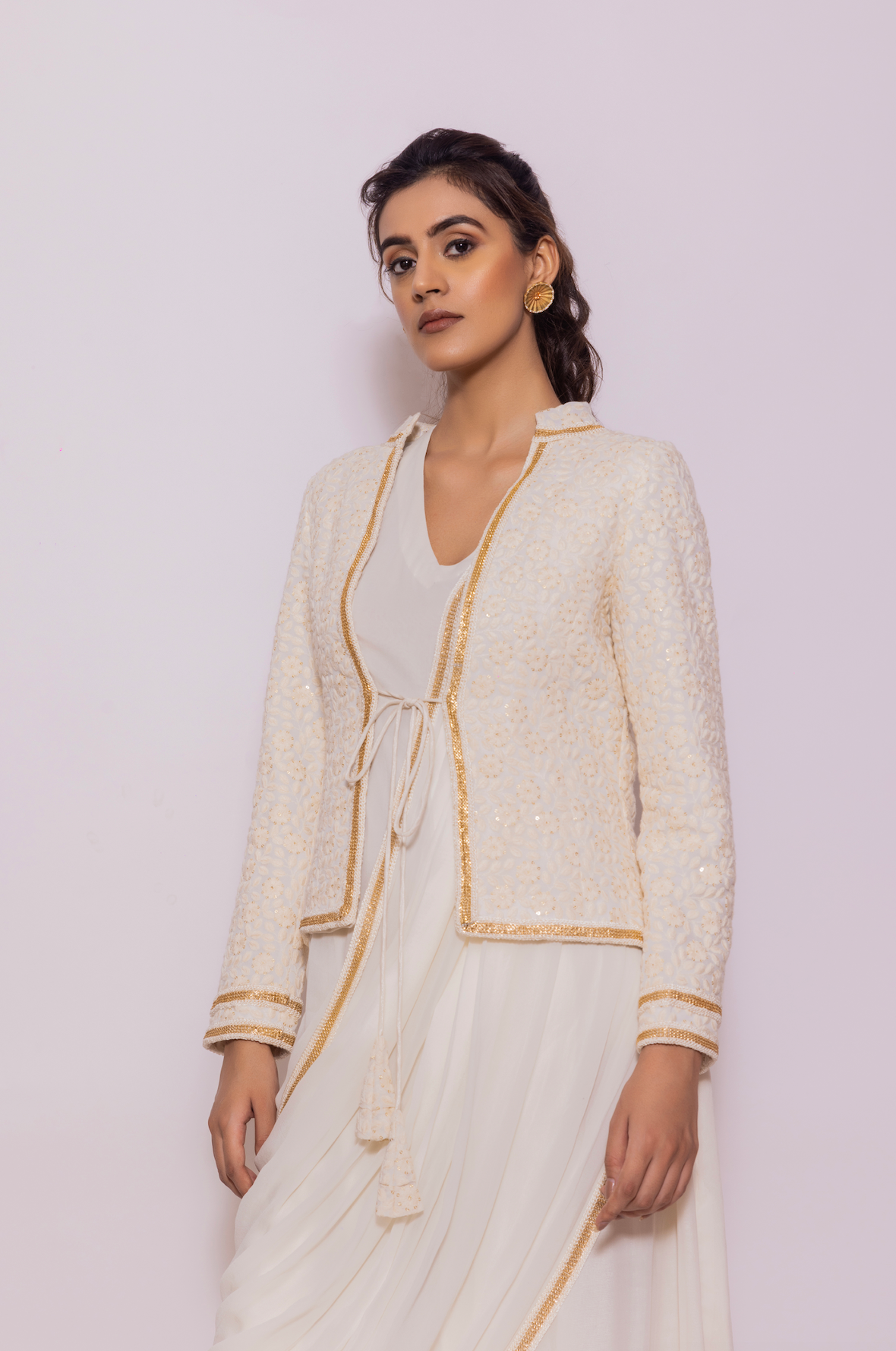 Drape Saree Gown with Embroidered Jacket