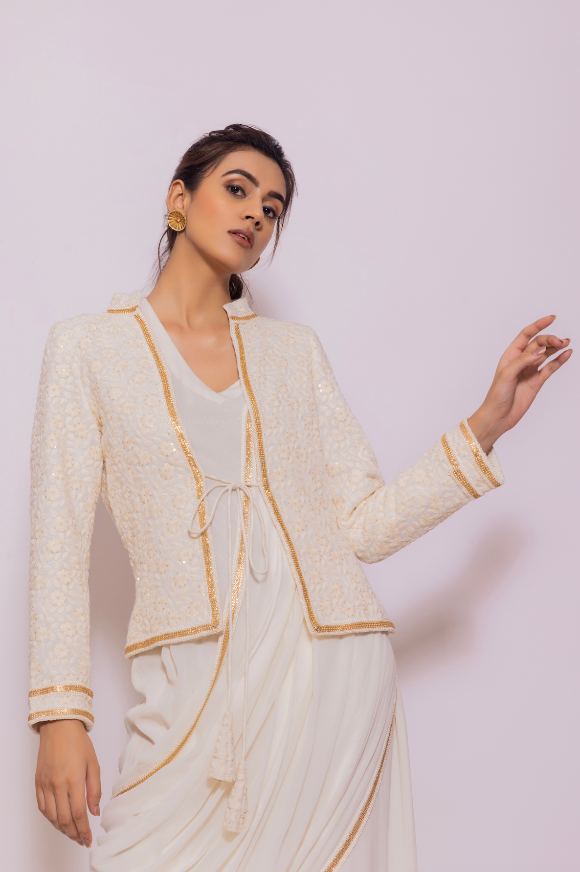 Drape Saree Gown with Embroidered Jacket