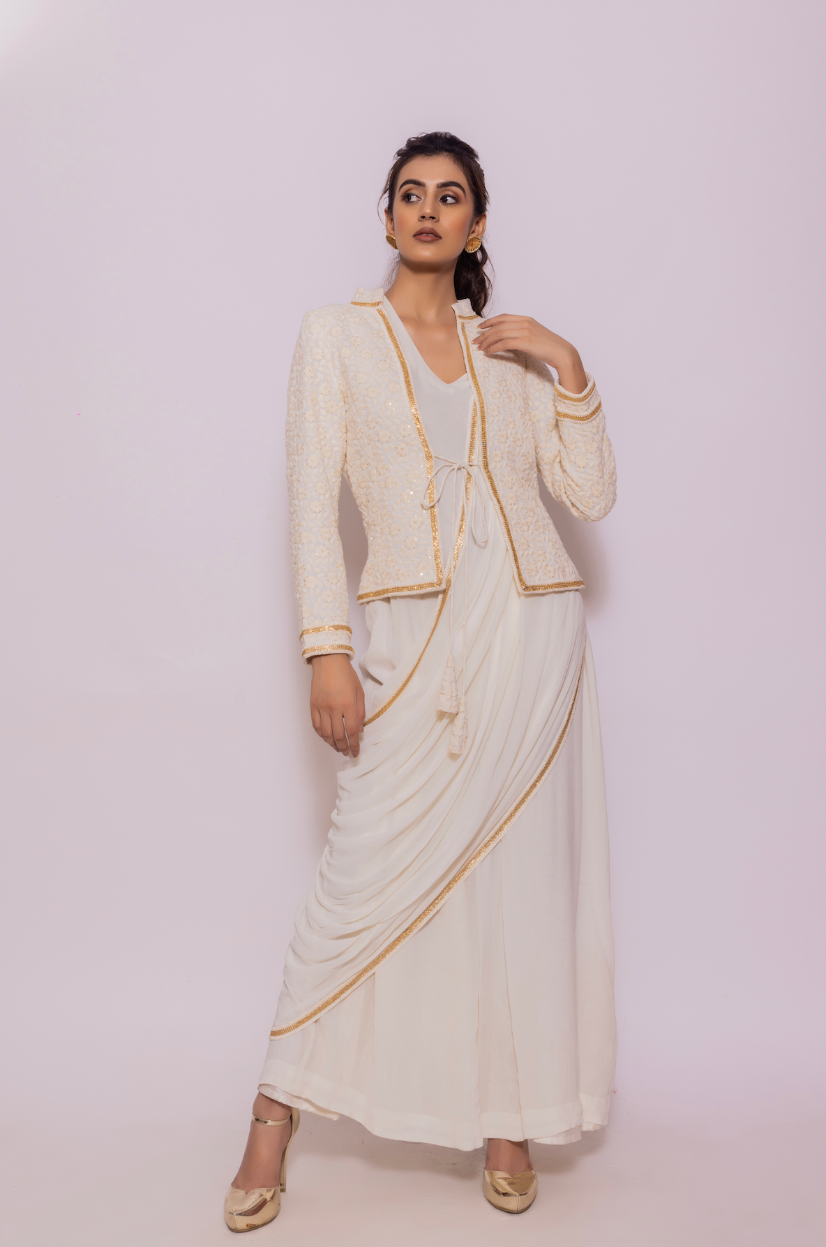 Drape Saree Gown with Embroidered Jacket