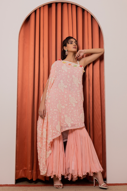 Embroidered One Side Kaftan with Garara