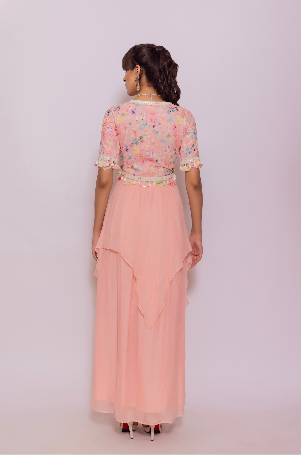 Asymmetrical Top with Front Pleat Skirt
