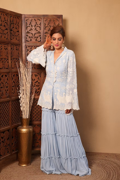 Saanjh Embroidered Sharara Set