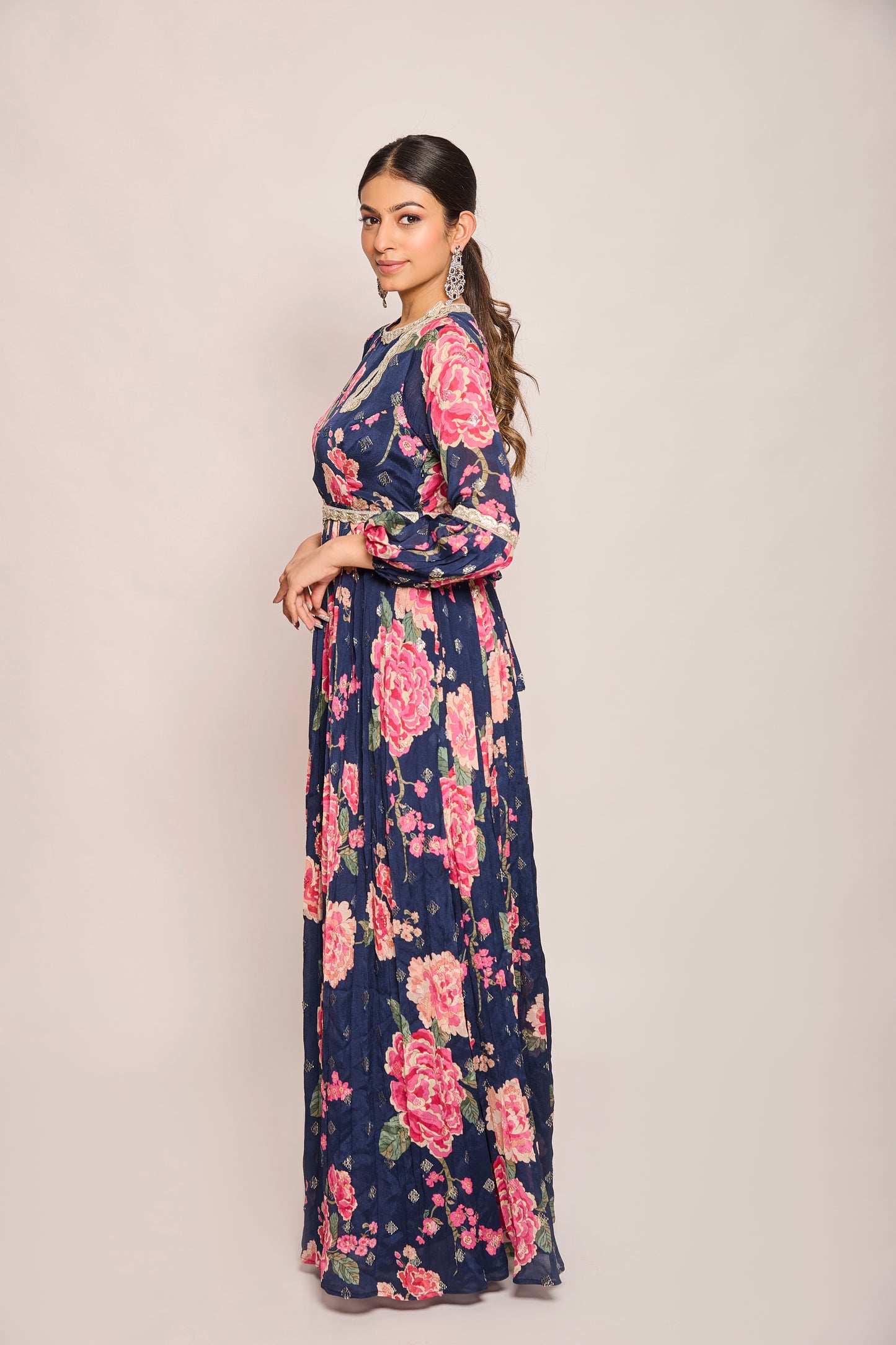 One Piece Pleated Dress with Belt
