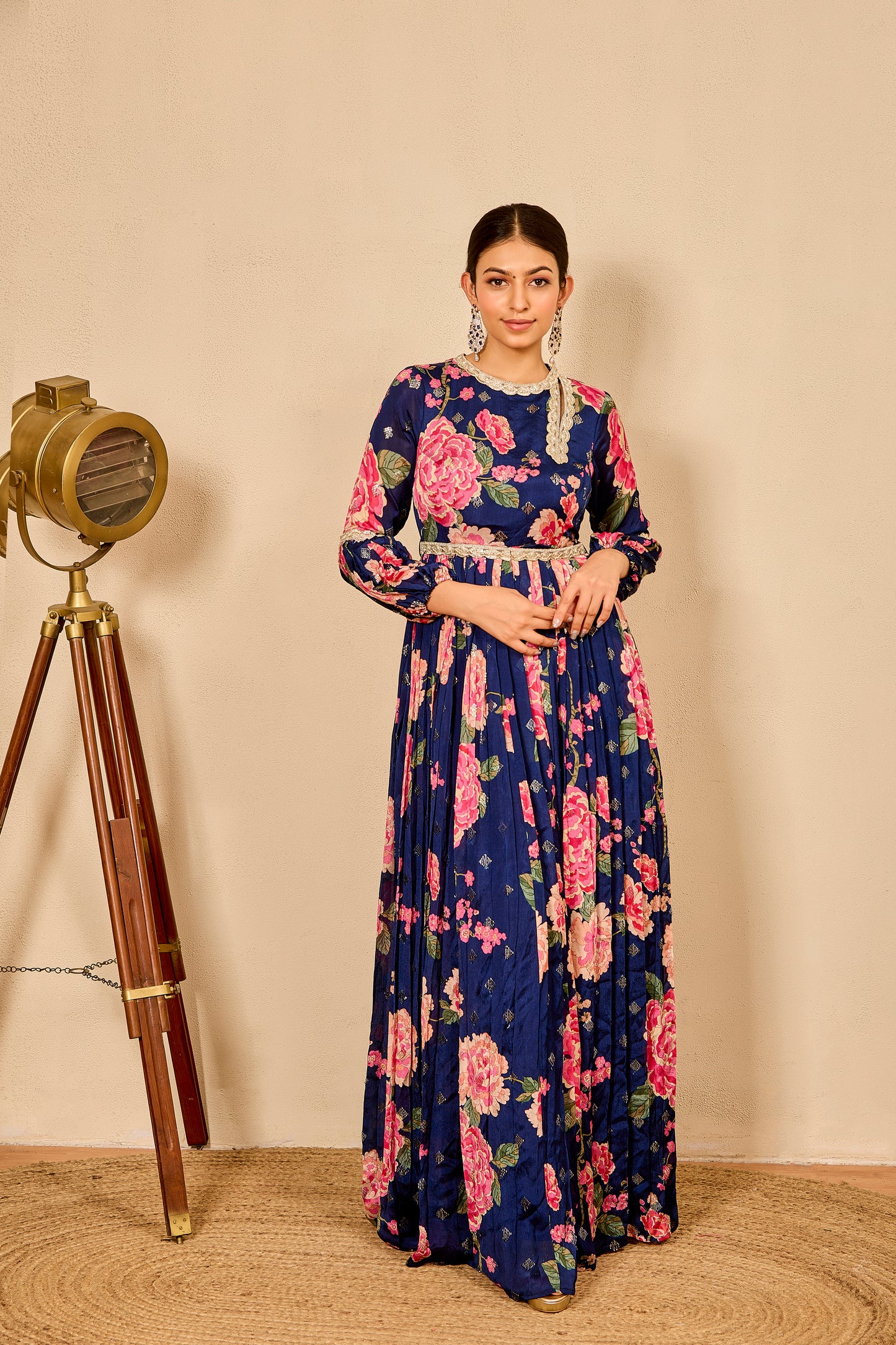 One Piece Pleated Dress with Belt