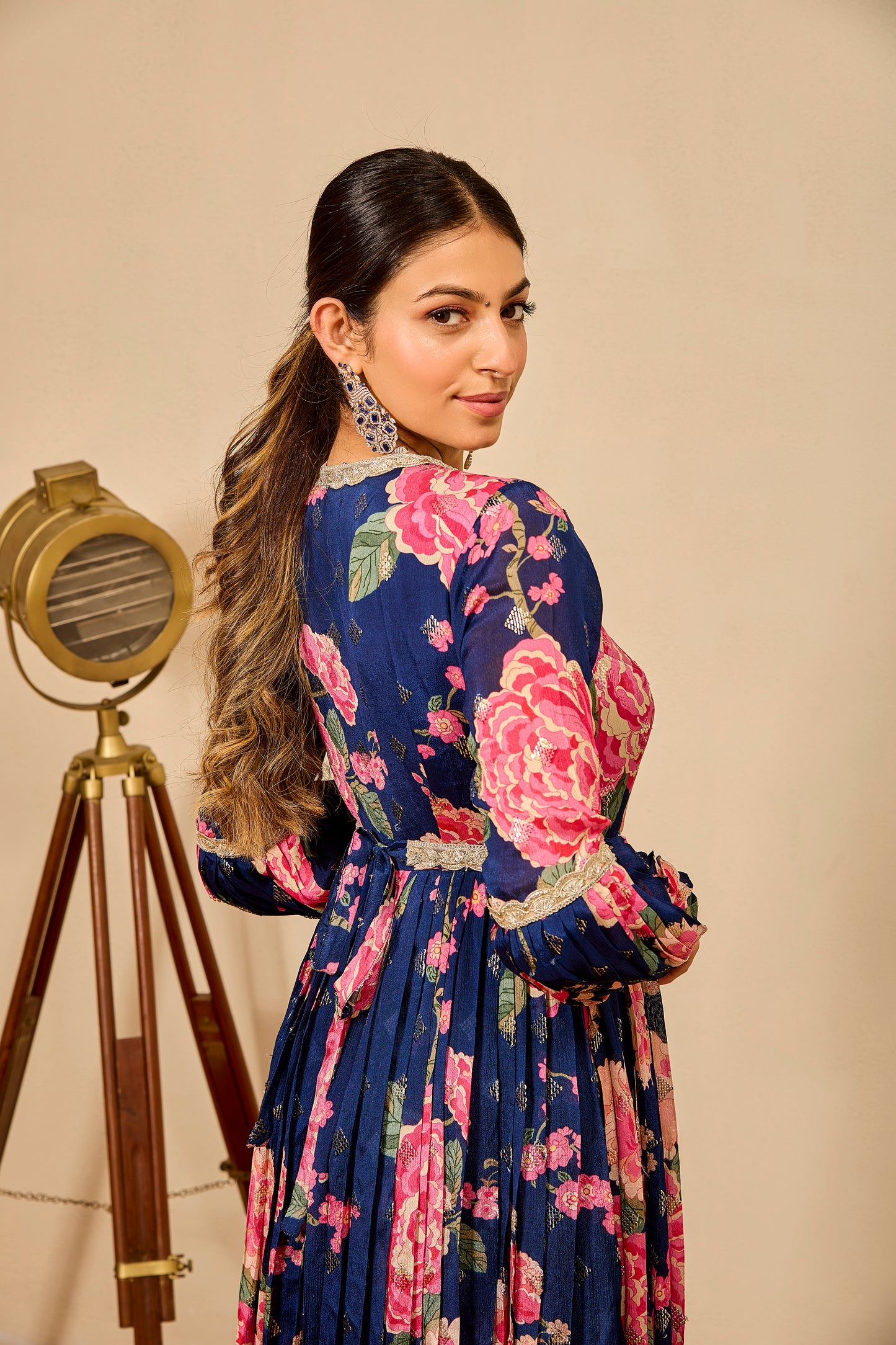 One Piece Pleated Dress with Belt