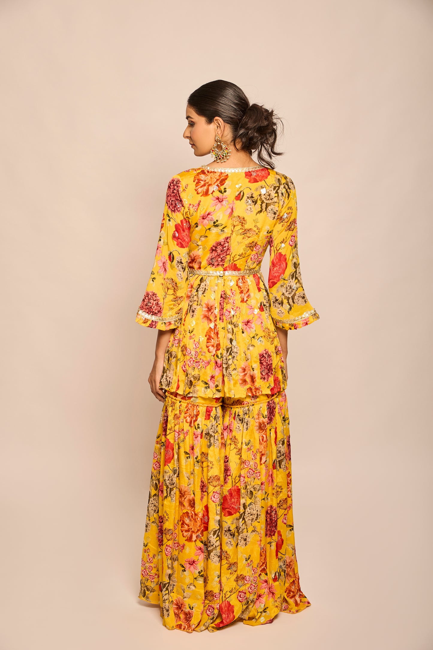 Peplum Shirt with Pleated Garara