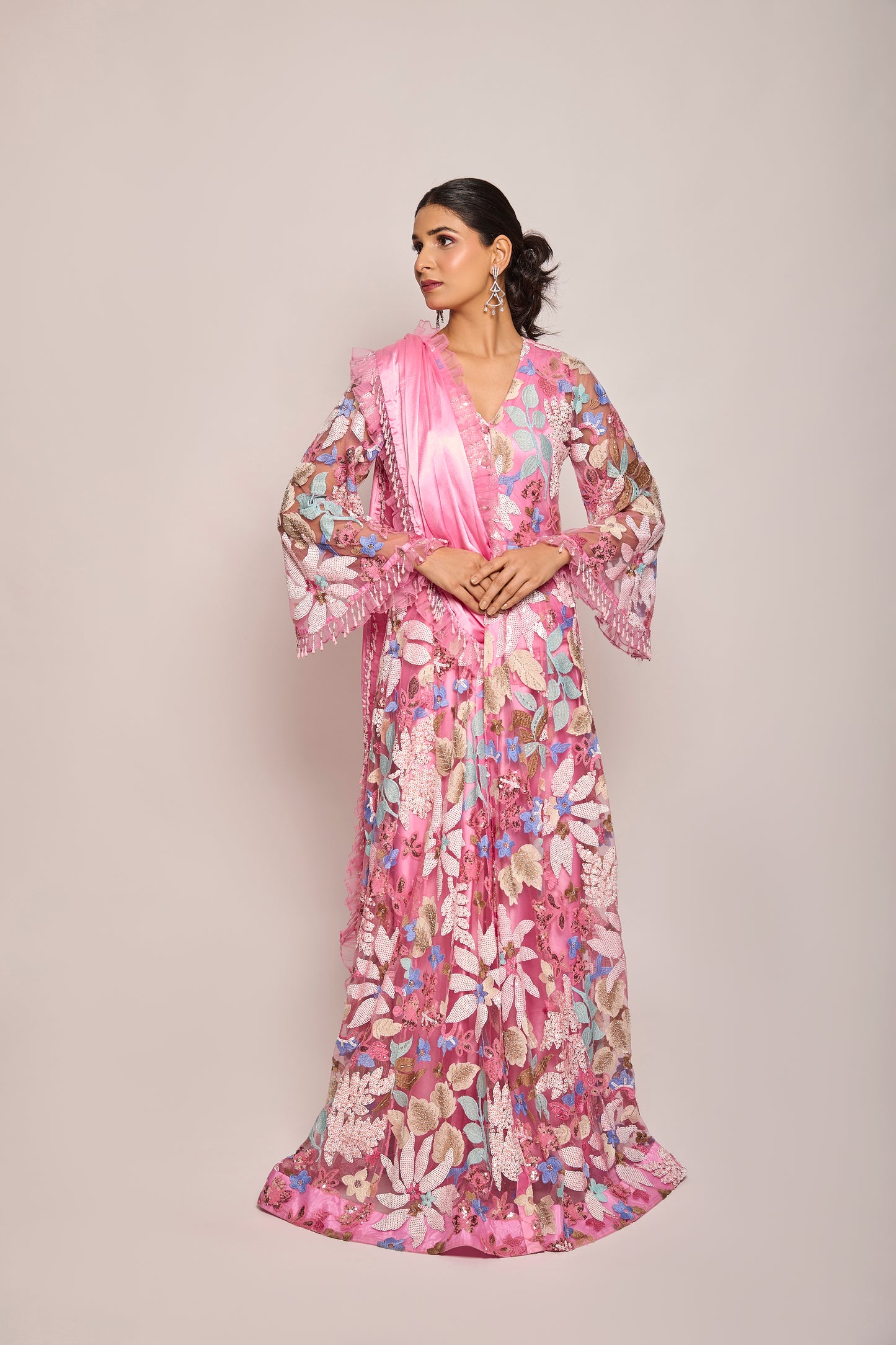 Drape Saree Gown with Embroidered Jacket