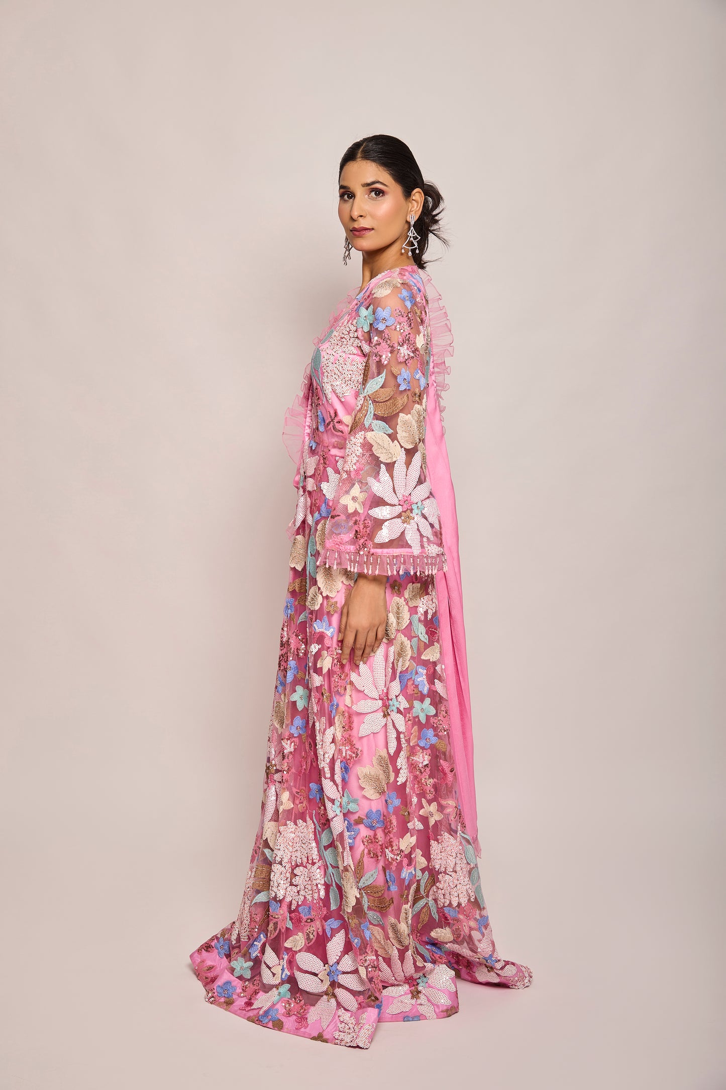 Drape Saree Gown with Embroidered Jacket