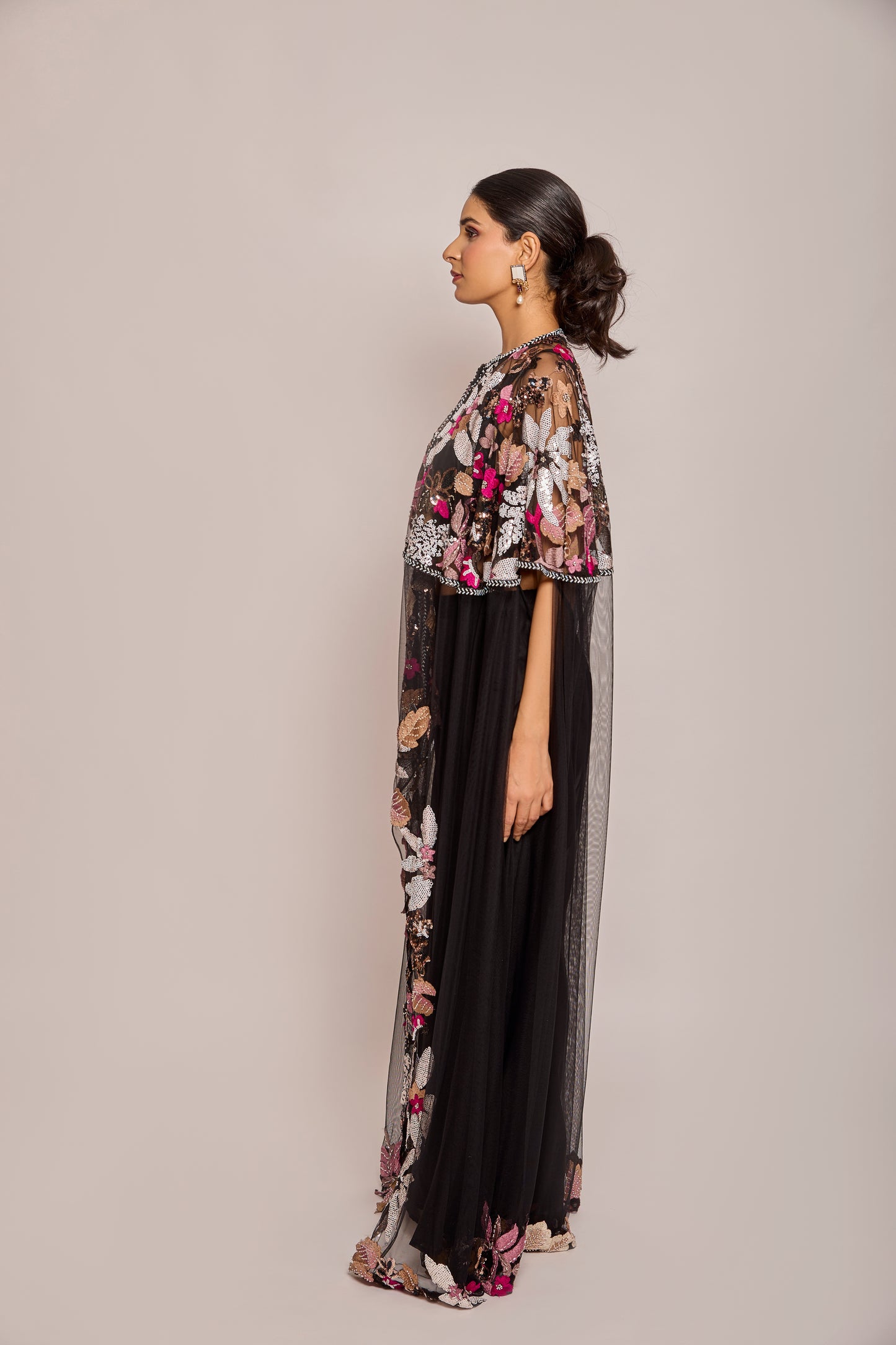 Flared Long Jacket With Inner And Palazzo