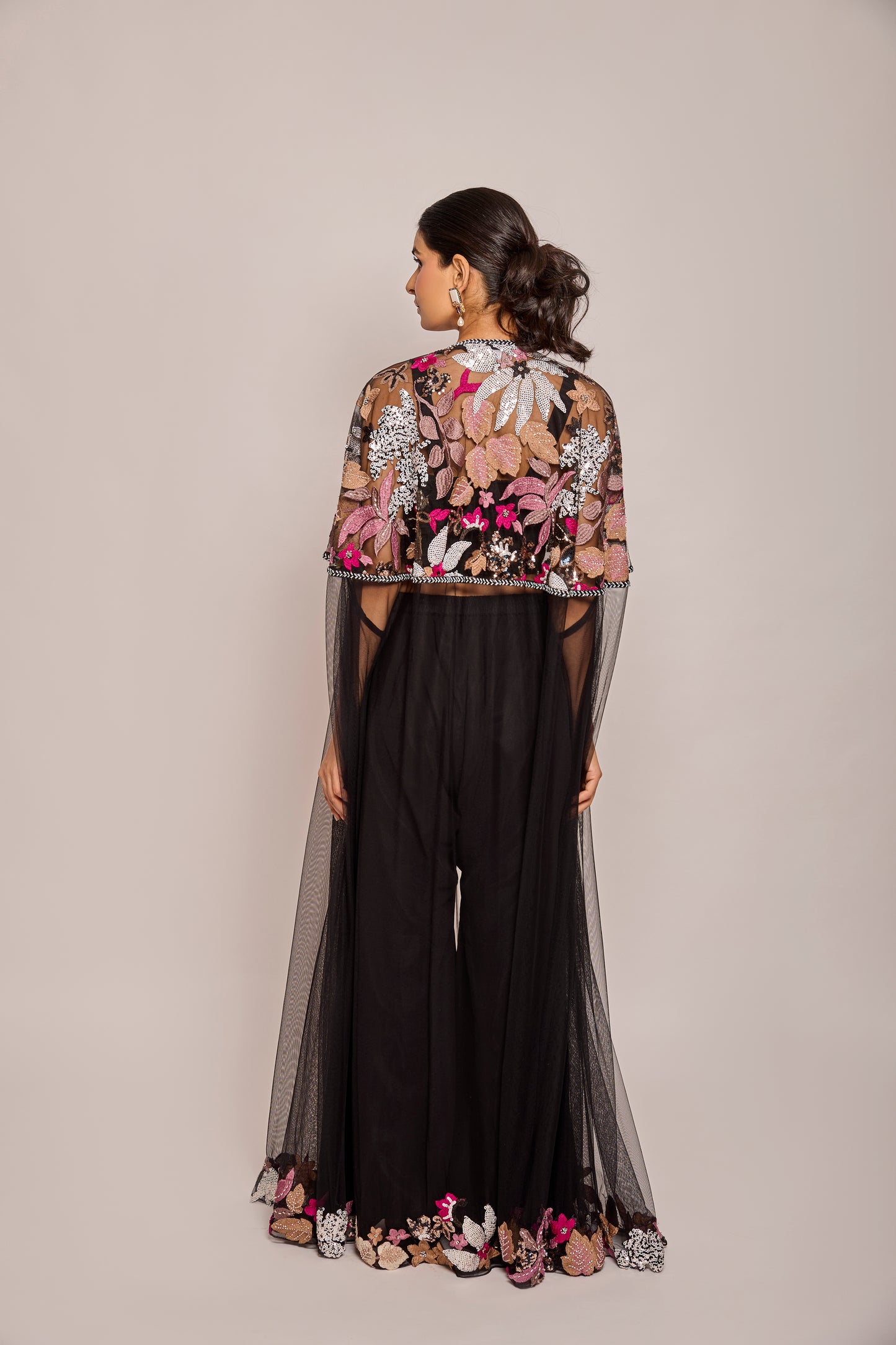 Flared Long Jacket With Inner And Palazzo