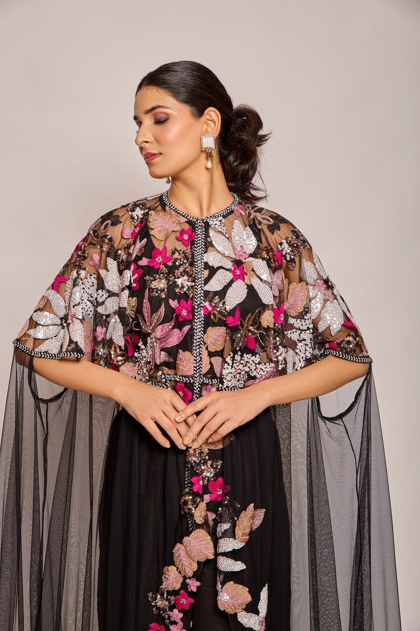 Flared Long Jacket With Inner And Palazzo
