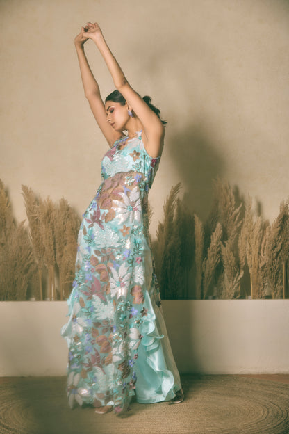 Straight Long Shirt With Ruffled Pants And Dupatta