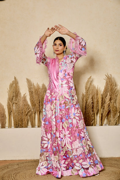 Drape Saree Gown with Embroidered Jacket