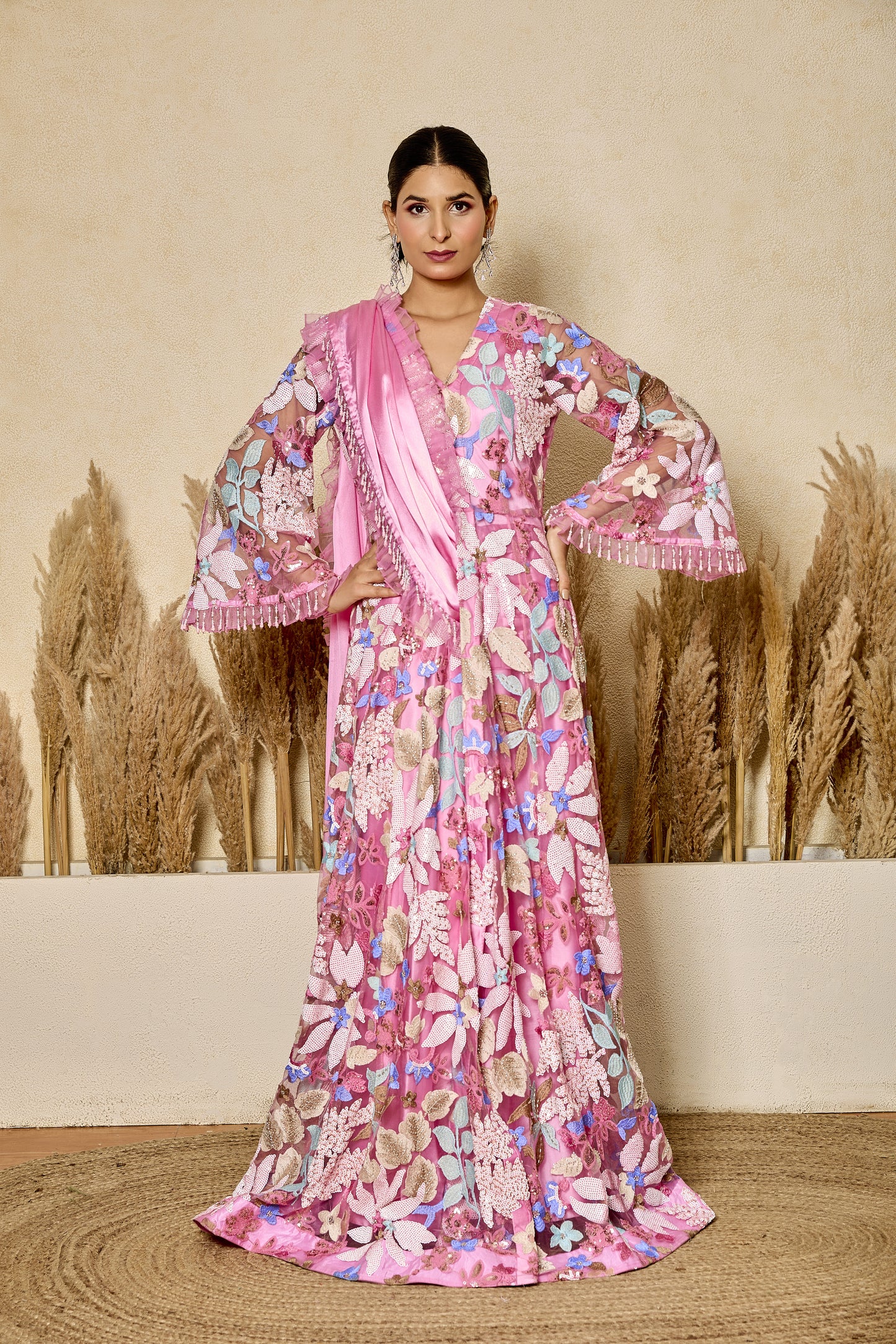 Drape Saree Gown with Embroidered Jacket