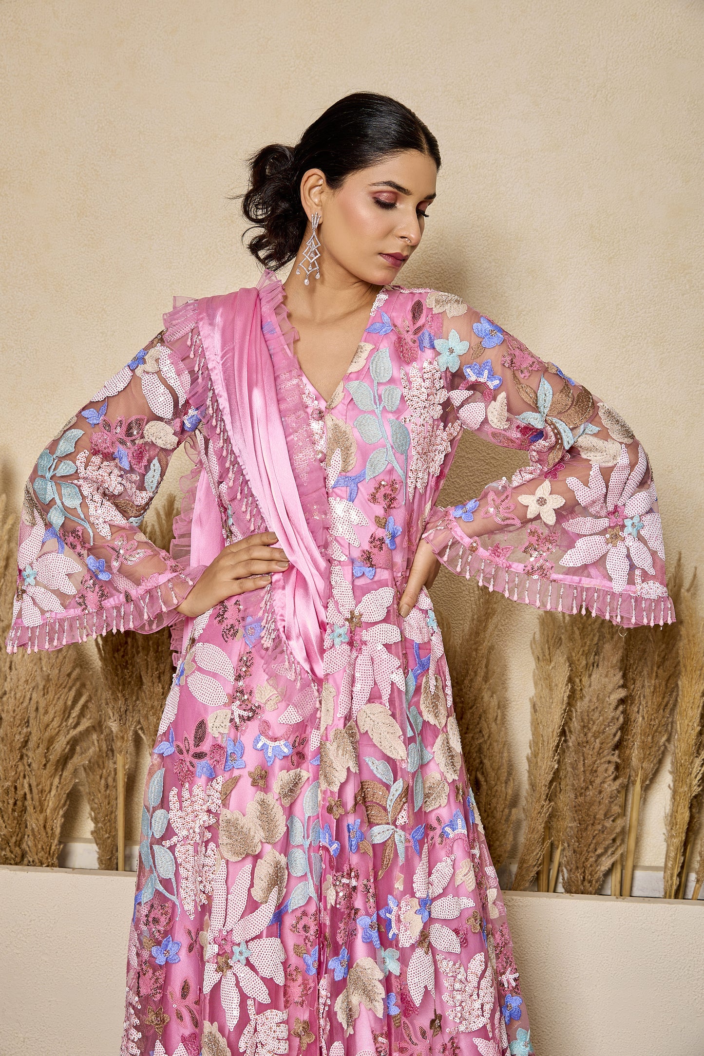 Drape Saree Gown with Embroidered Jacket